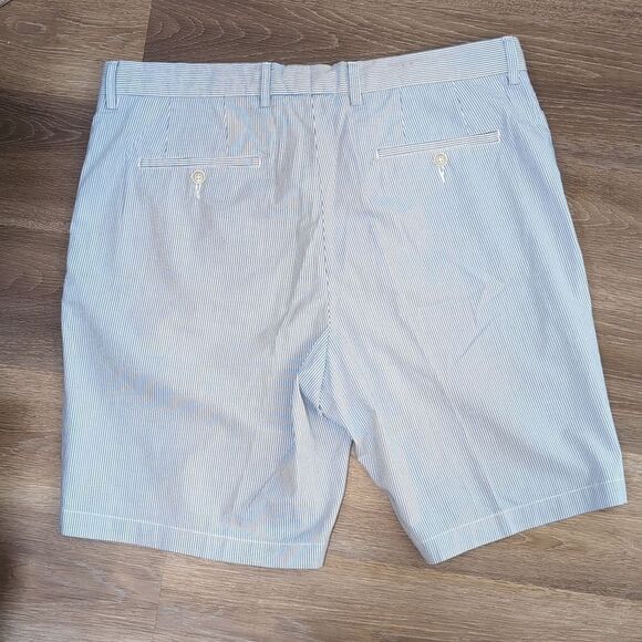 Peter Millar Summer Pinstripe Shorts Flat Front Sz 36 Blue & White Stripe Preppy - Picture 3 of 10